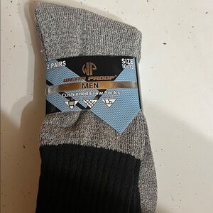 Men's Cushioned Crew Socks - Black and Gray